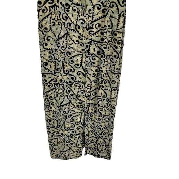 Vtg 80's Dress Midi Sleeveless V-neck Mock Wrap Pinafore Scroll Heart Green Sz S - Picture 7 of 12